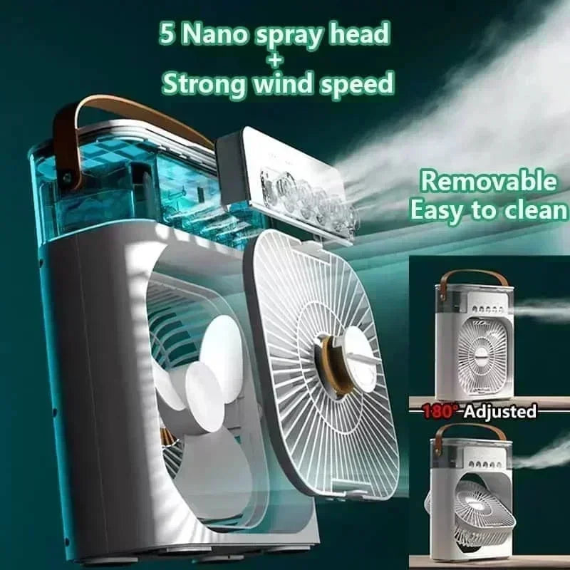 4 in 1 Portable Humidifier Fan Mini Air Conditioners USB Mini Fan LED Night Light Water Mist Fun Air Cooler Humidifie for Home