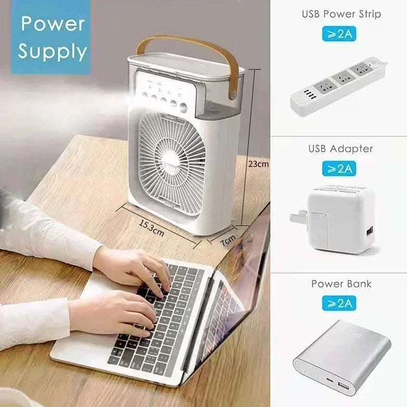 4 in 1 Portable Humidifier Fan Mini Air Conditioners USB Mini Fan LED Night Light Water Mist Fun Air Cooler Humidifie for Home