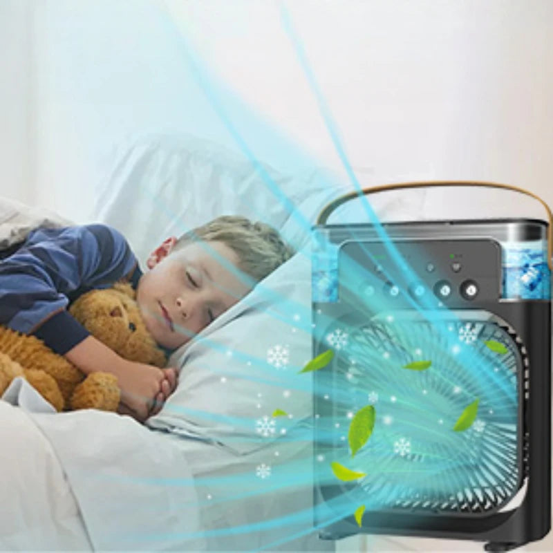4 in 1 Portable Humidifier Fan Mini Air Conditioners USB Mini Fan LED Night Light Water Mist Fun Air Cooler Humidifie for Home
