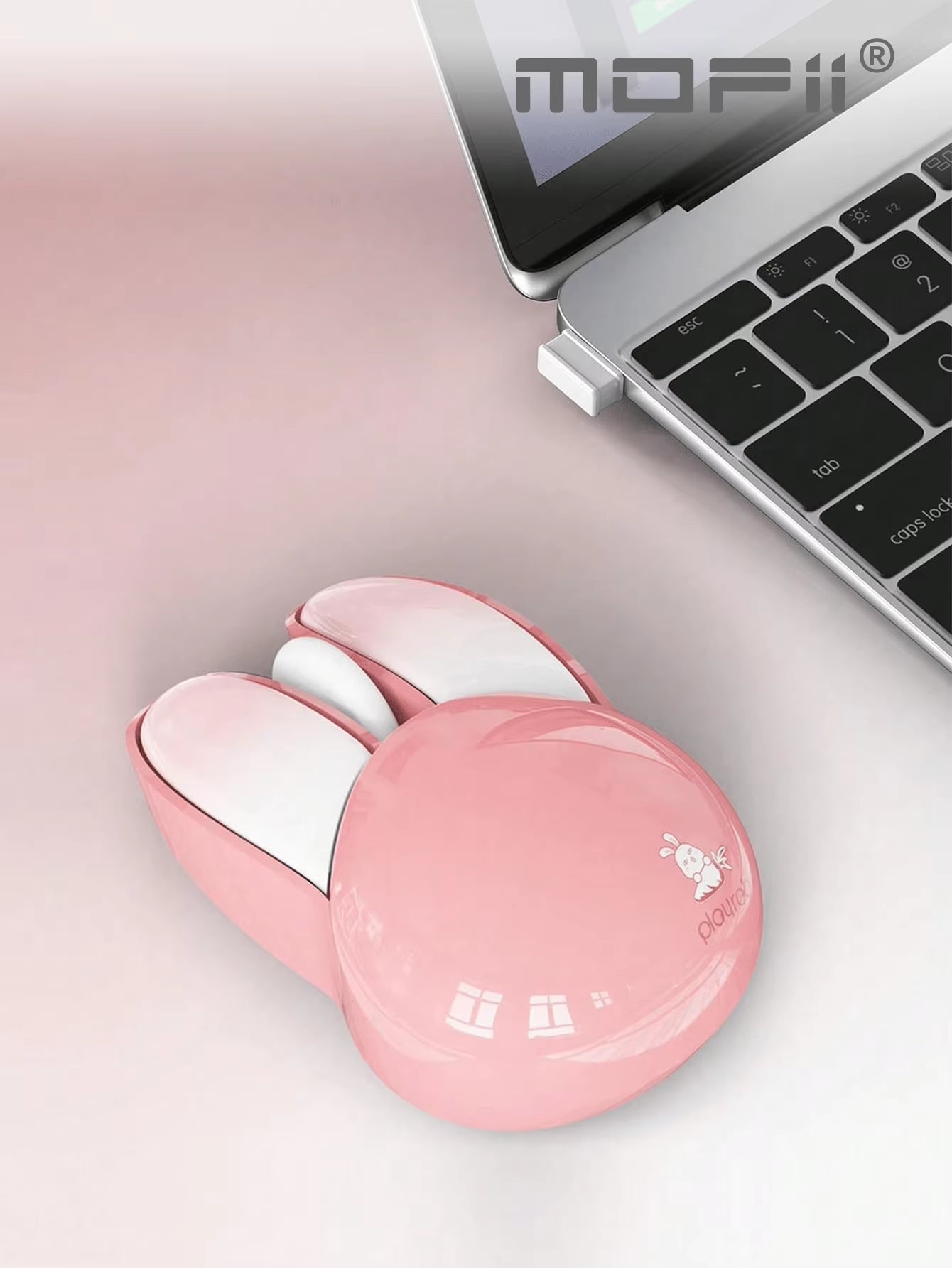 Wireless Silent Mouse, Cute Rabbit Design, 2.4 Ghz USB Mini Receiver Optical Mouse for Laptop, PC, Computer, Notebook