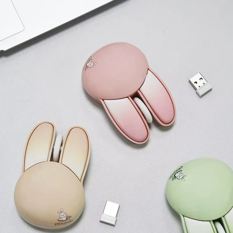 Wireless Silent Mouse, Cute Rabbit Design, 2.4 Ghz USB Mini Receiver Optical Mouse for Laptop, PC, Computer, Notebook
