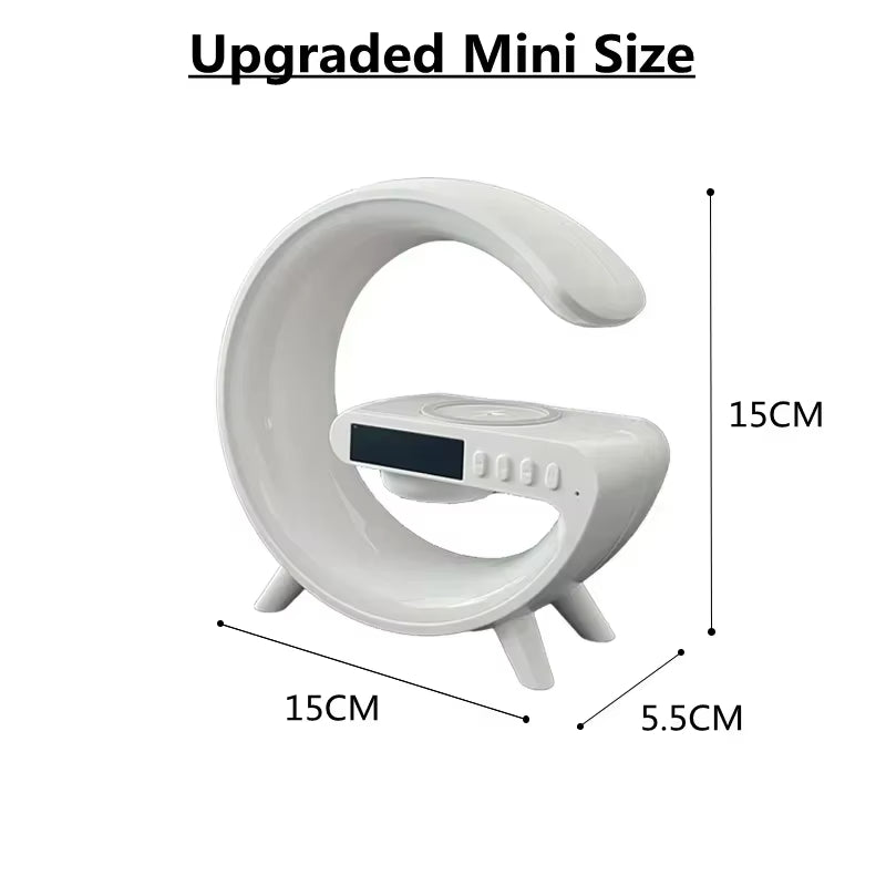 G Atmosphere Goodnight Light Wireless Charger Speaker Clock 6 Lighting Modes for Iphone 16 15 14 13 Samsung Fast Charging Stand
