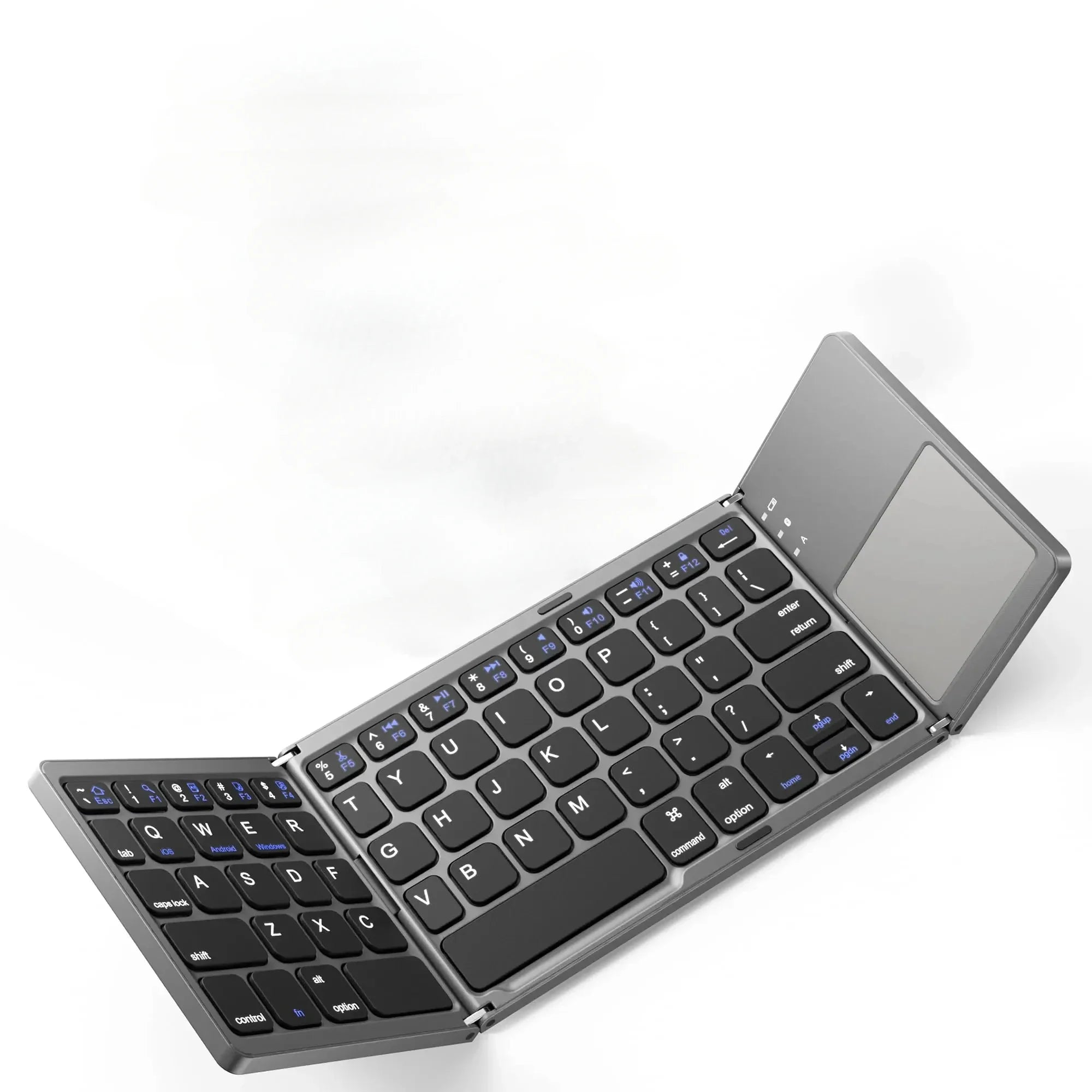 Russian/Spanish/English B033 Mini Foldable Keyboard, Wireless Bluetooth Keyboard Recharger with Touchpad for Windows Android IOS