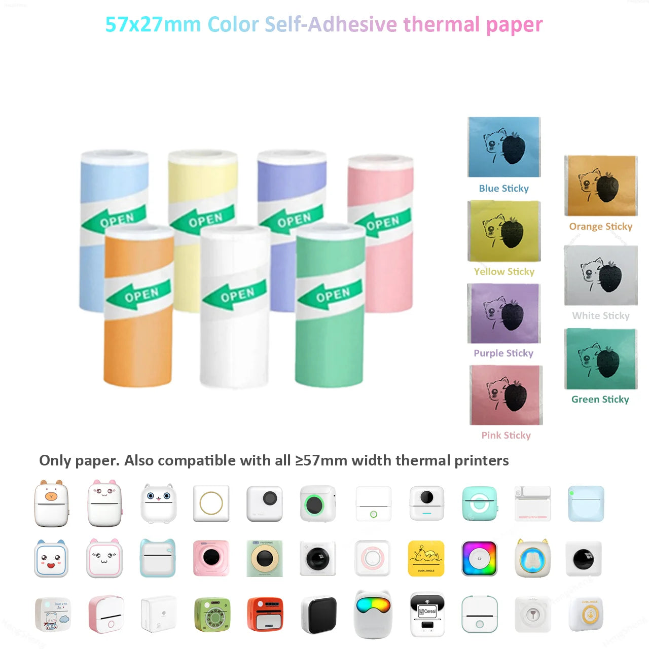Thermal Transparent Sticker Mini Printer Portable Pocket Color Printer for Ios & Android Inkless Pocket Printer for Photo Note