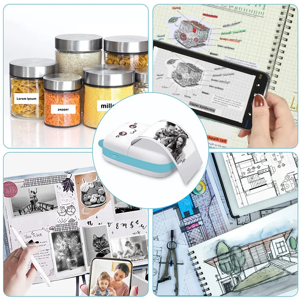 Thermal Transparent Sticker Mini Printer Portable Pocket Color Printer for Ios & Android Inkless Pocket Printer for Photo Note