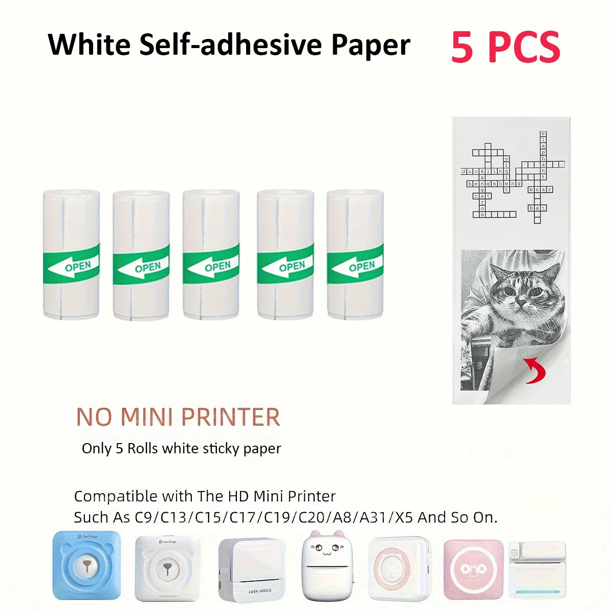 Thermal Transparent Sticker Mini Printer Portable Pocket Color Printer for Ios & Android Inkless Pocket Printer for Photo Note