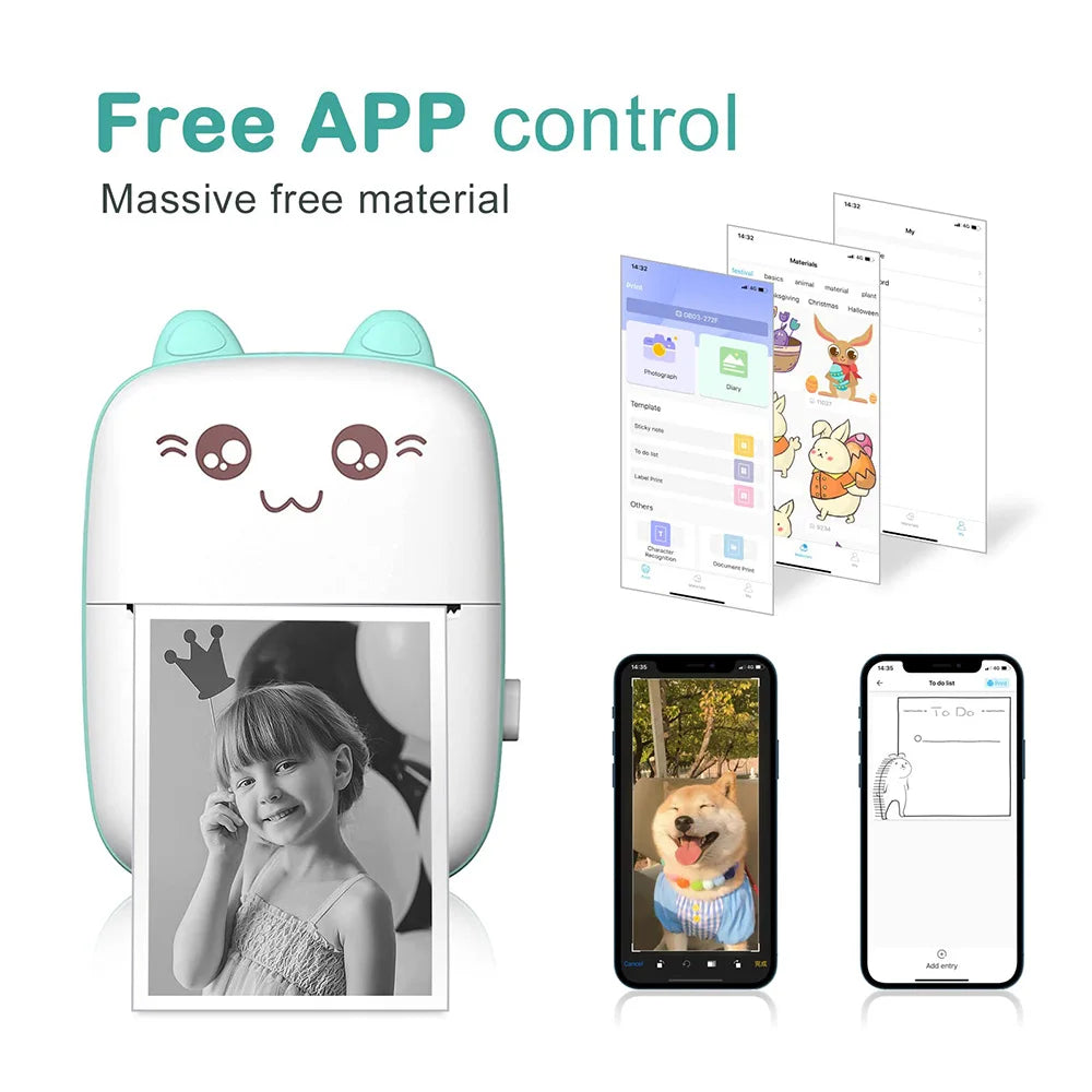 Thermal Transparent Sticker Mini Printer Portable Pocket Color Printer for Ios & Android Inkless Pocket Printer for Photo Note