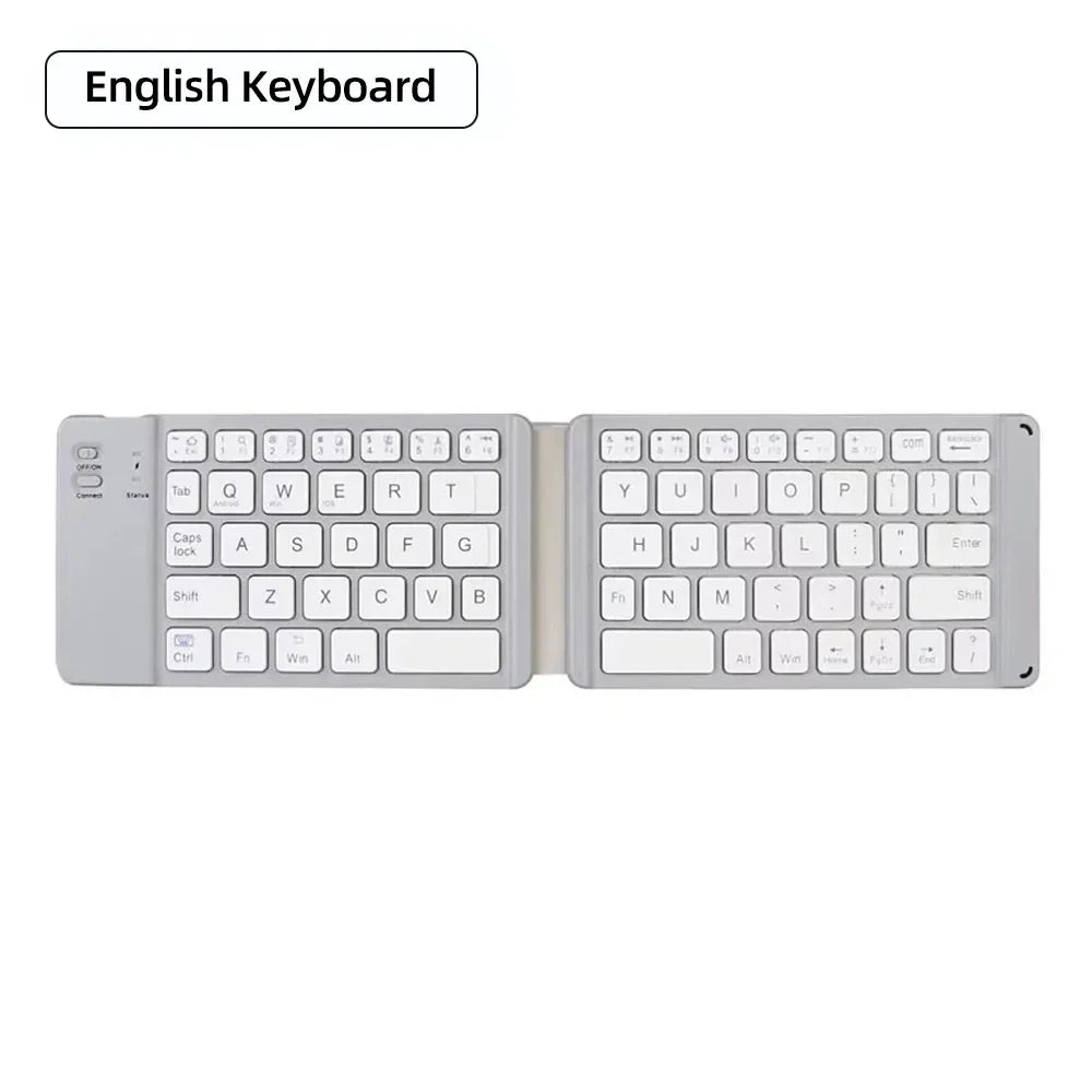 Russian/Spanish/English B033 Mini Foldable Keyboard, Wireless Bluetooth Keyboard Recharger with Touchpad for Windows Android IOS