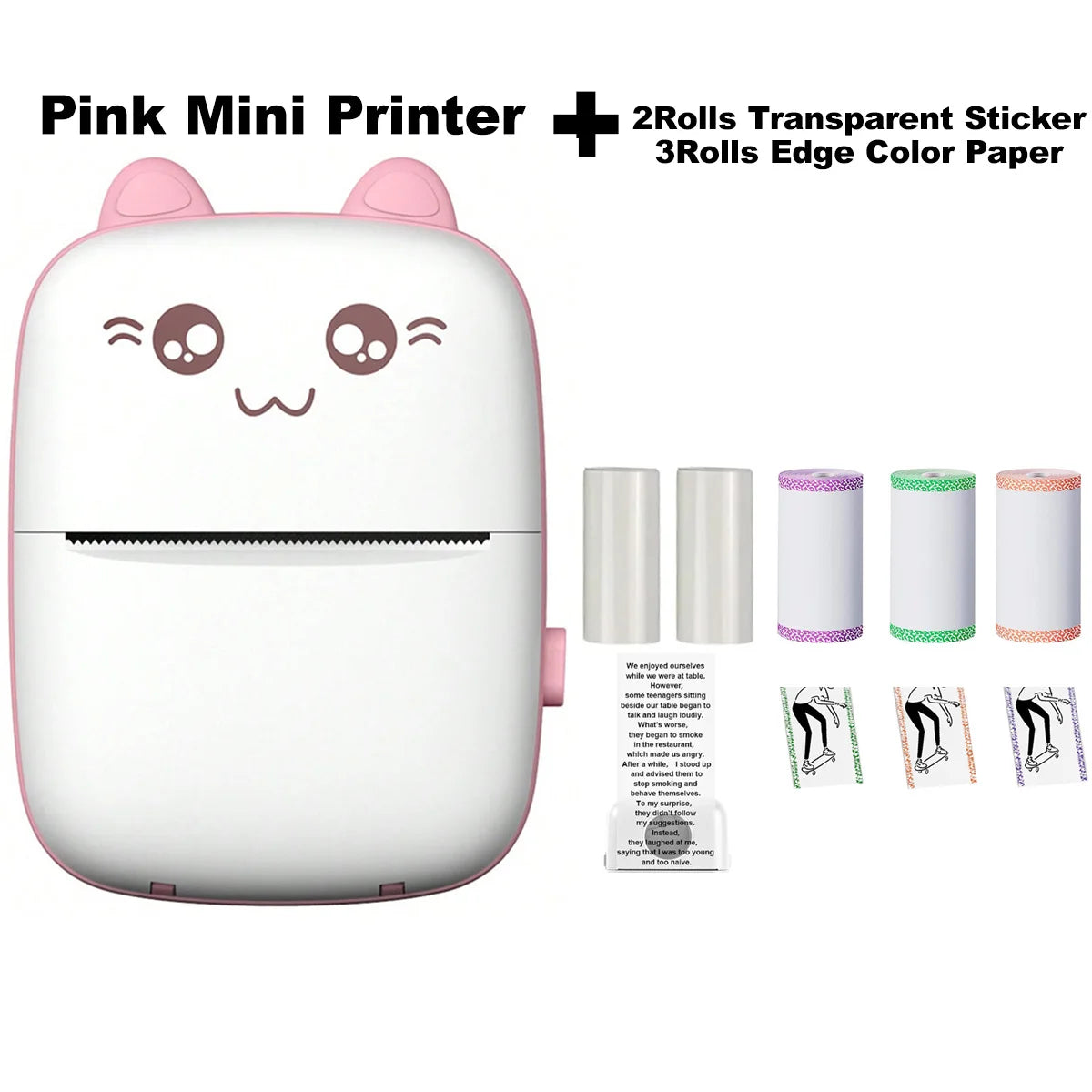 Thermal Transparent Sticker Mini Printer Portable Pocket Color Printer for Ios & Android Inkless Pocket Printer for Photo Note