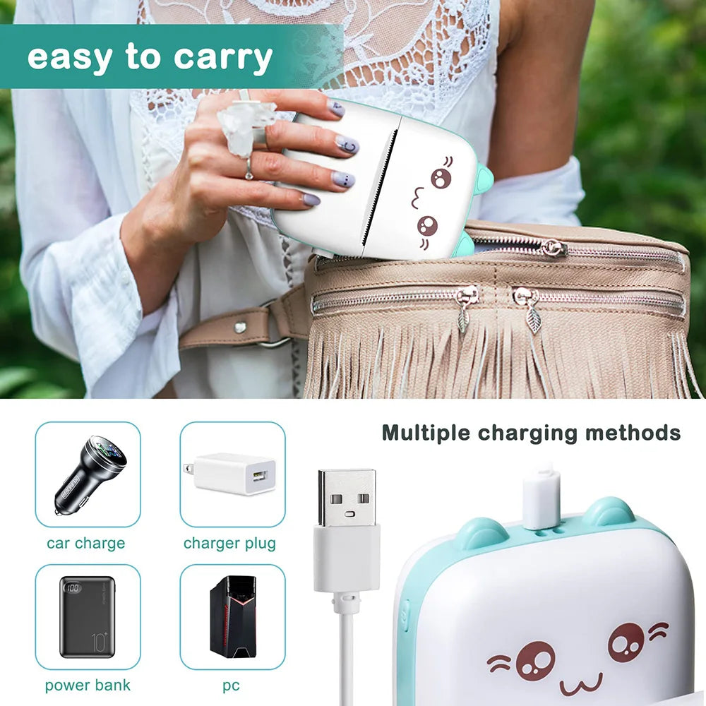 Thermal Transparent Sticker Mini Printer Portable Pocket Color Printer for Ios & Android Inkless Pocket Printer for Photo Note