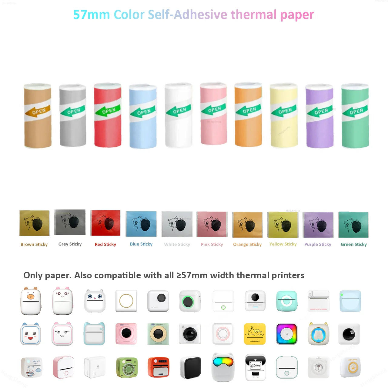 Thermal Transparent Sticker Mini Printer Portable Pocket Color Printer for Ios & Android Inkless Pocket Printer for Photo Note