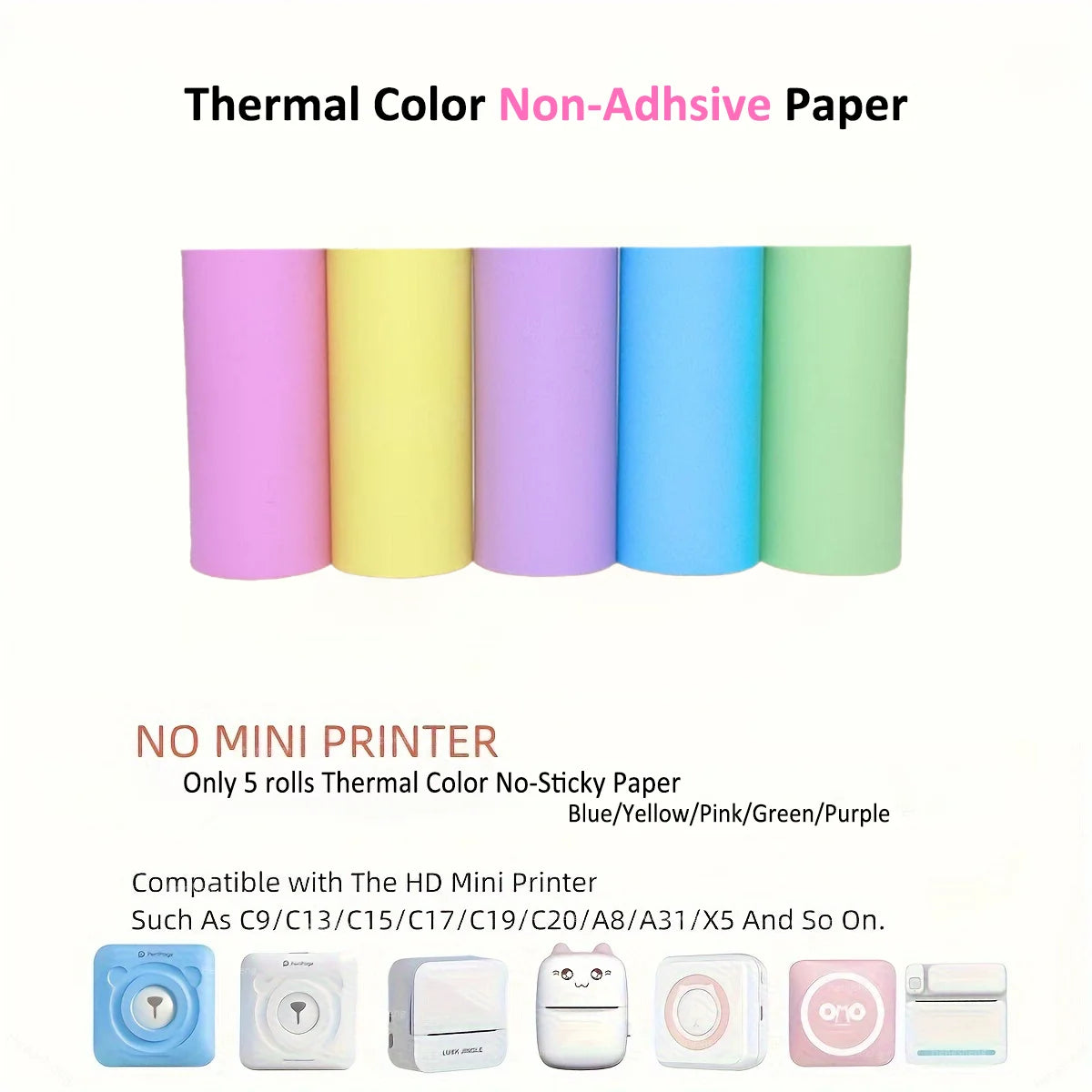 Thermal Transparent Sticker Mini Printer Portable Pocket Color Printer for Ios & Android Inkless Pocket Printer for Photo Note