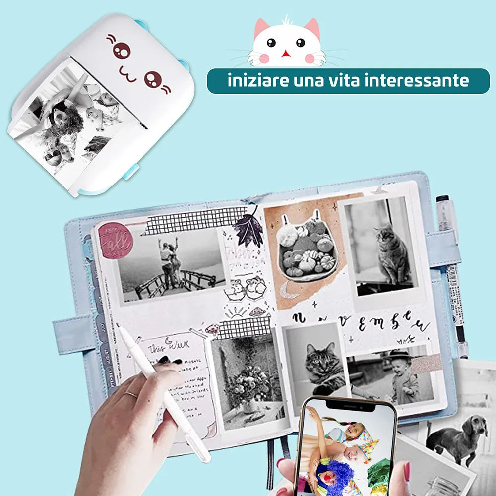 Thermal Transparent Sticker Mini Printer Portable Pocket Color Printer for Ios & Android Inkless Pocket Printer for Photo Note