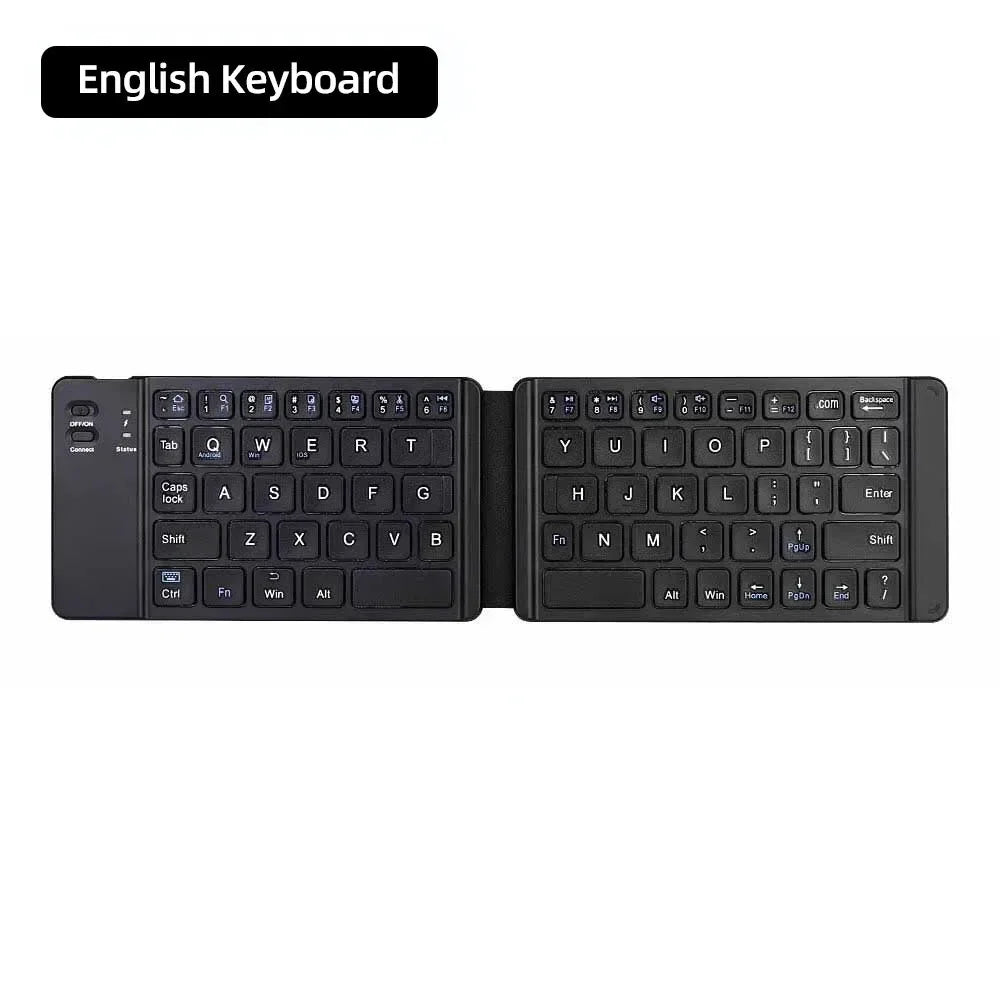 Russian/Spanish/English B033 Mini Foldable Keyboard, Wireless Bluetooth Keyboard Recharger with Touchpad for Windows Android IOS
