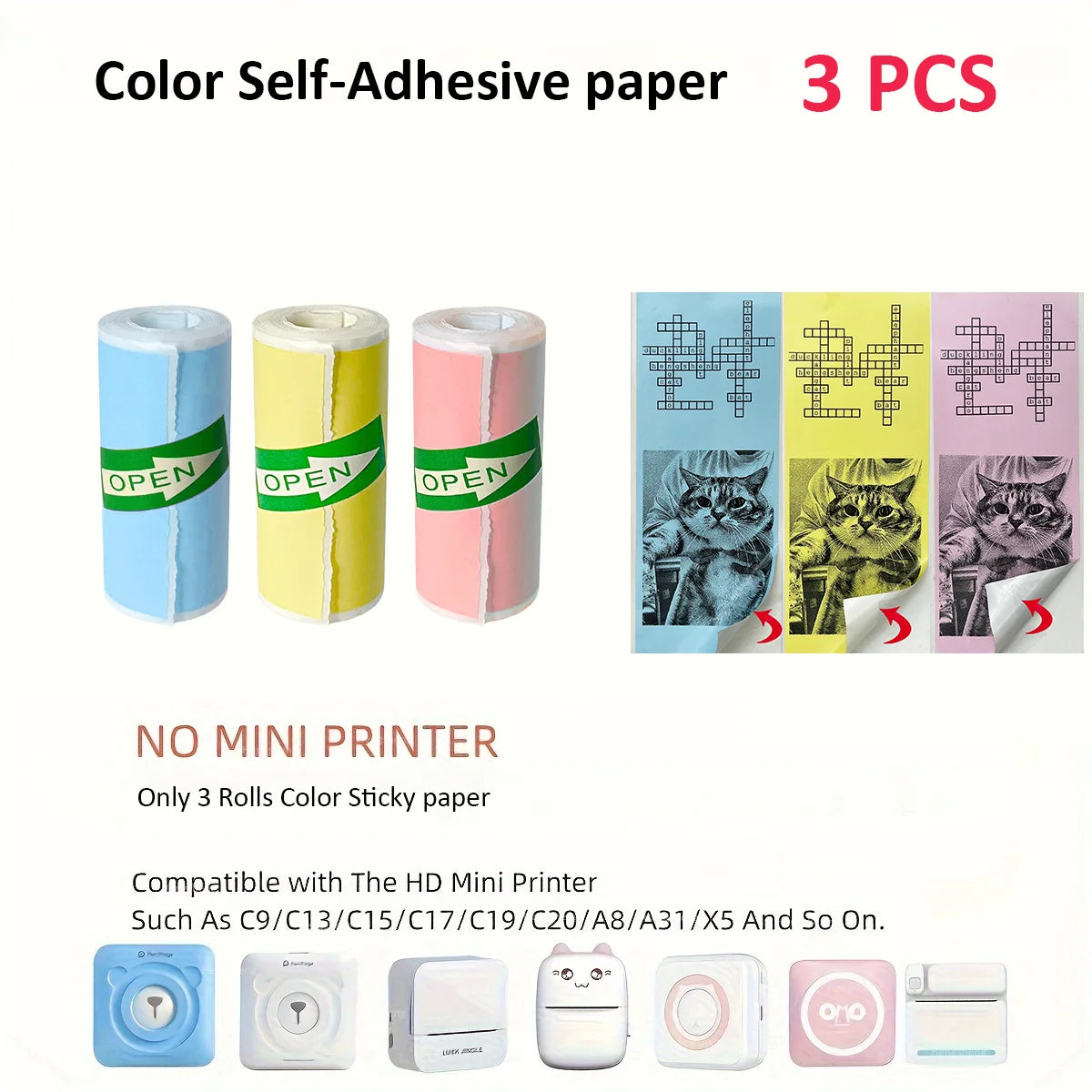 Thermal Transparent Sticker Mini Printer Portable Pocket Color Printer for Ios & Android Inkless Pocket Printer for Photo Note