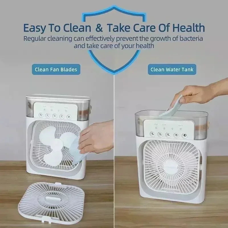 4 in 1 Portable Humidifier Fan Mini Air Conditioners USB Mini Fan LED Night Light Water Mist Fun Air Cooler Humidifie for Home