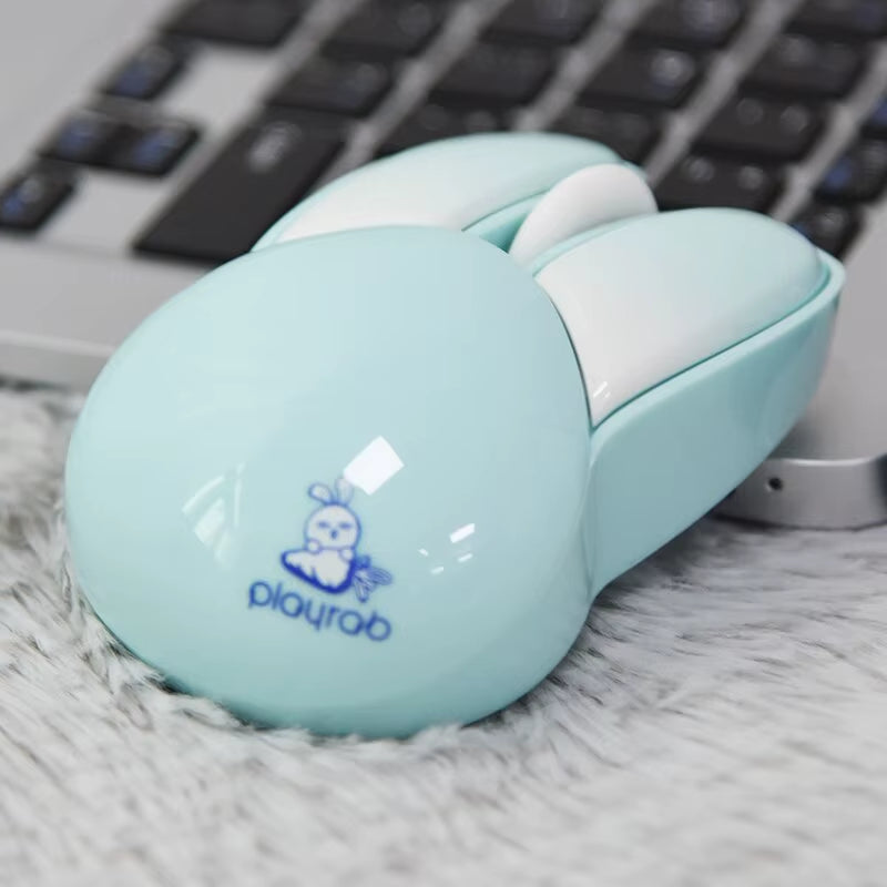 Wireless Silent Mouse, Cute Rabbit Design, 2.4 Ghz USB Mini Receiver Optical Mouse for Laptop, PC, Computer, Notebook